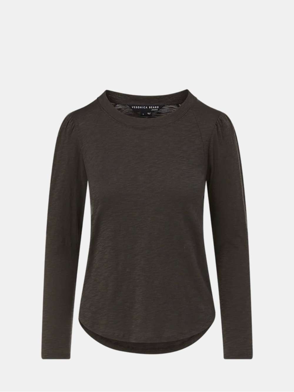 Veronica Beard Charcoal Black Long-Sleeve Crewneck Top